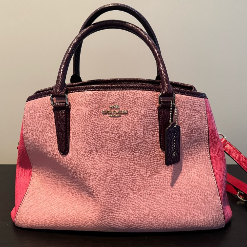Coach MARGOT CARRYALL GEOMETRIC COLORBLOCK CROSSGRAIN LEATHER COACH F57497